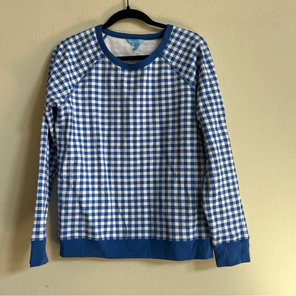 Draper James Blue Natalie Sweatshirt In Gingham - Picture 2 of 3
